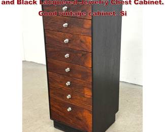 Lot 222 David Parmelee Founders Rosewood and Black Lacquered Jewelry Chest Cabinet. Good vintage cabinet. Si