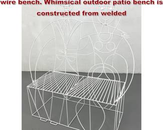 Lot 139 John Risley Monsieur and Madam wire bench. Whimsical outdoor patio bench is constructed from welded 