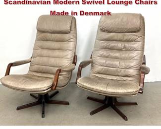 Lot 396 Pair Berg Furniture C90 Tan Leather Scandinavian Modern Swivel Lounge Chairs Made in Denmark