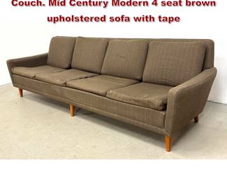 Lot 587 Folke Ohlsson for Dux Swedish Sofa Couch. Mid Century Modern 4 seat brown upholstered sofa with tape