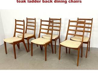 Lot 395 Set 6 Danish Mid Century Modern teak ladder back dining chairs