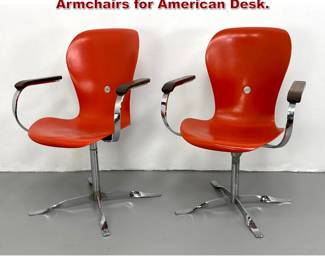 Lot 134 Pair Gideon Kramer Ion Swivel Armchairs for American Desk.