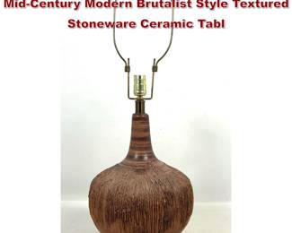 Lot 156 Design Technics Style Table Lamp. MidCentury Modern Brutalist Style Textured Stoneware Ceramic Tabl