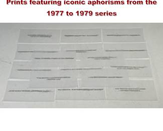 Lot 385 16pc Jenny Holzer Truisms Vellum Prints featuring iconic aphorisms from the 1977 to 1979 series