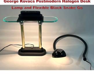 Lot 420 2pc lot  Robert Sonneman for George Kovacs Postmodern Halogen Desk Lamp and Flexible Black Snake Go