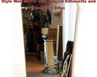 Lot 497 Italian Mid Century Modern Gio Ponti Style Wall Mirror with Curved Silhouette and Scalloped Edge