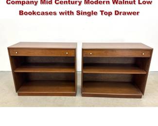 Lot 340 xxx Pair of Ramseur Furniture Company Mid Century Modern Walnut Low Bookcases with Single Top Drawer