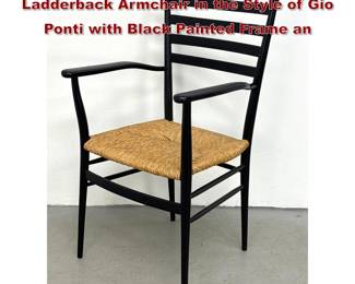 Lot 471 Italian MidCentury Modern Ladderback Armchair in the Style of Gio Ponti with Black Painted Frame an