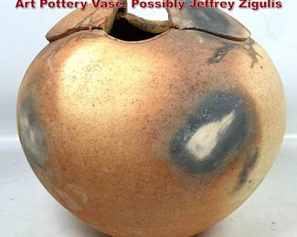 Lot 309 Artist Signed and dated 80 Studio Art Pottery Vase. Possibly Jeffrey Zigulis