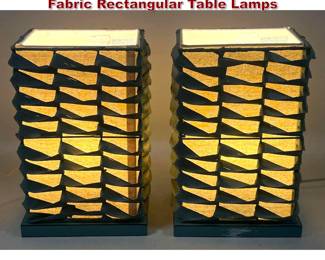 Lot 293 Pair Contemporary Woven Teal and Fabric Rectangular Table Lamps 