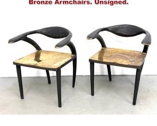 Lot 24 Pair of Postmodern Sculptural Cast Bronze Armchairs. Unsigned.