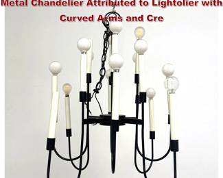 Lot 364 Mid Century Modern 16 Light Black Metal Chandelier Attributed to Lightolier with Curved Arms and Cre