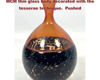 Lot 55 4 Murano Murrine Art Glass Vase MCM thin glass body decorated with the tesserae technique. Pushed 