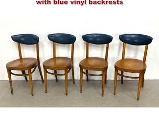 Lot 407 Set 4 Thonet bentwood side chairs with blue vinyl backrests