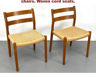 Lot 142 Pair of JL Moller model 84 side chairs. Woven cord seats.