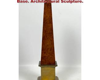 Lot 410 Wood Obelisk on Classical Brass Base. Architectural Sculpture. 