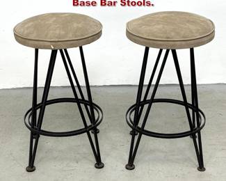 Lot 477 Pair Frederick Weinberg Style Iron Base Bar Stools. 