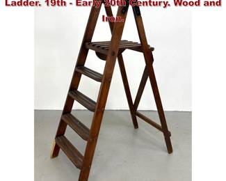 Lot 484 Vintage Hardwood Folding Step Ladder. 19th  Early 20th Century. Wood and Iron. 
