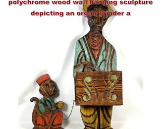 Lot 273 Witco Hacienda Organ Grinder 2pc polychrome wood wall hanging sculpture depicting an organ grinder a