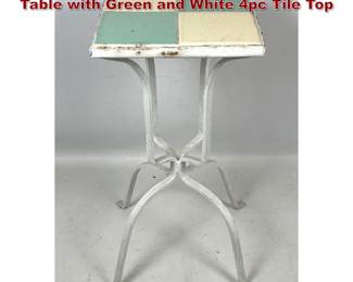 Lot 283 1950s White Painted Metal Side Table with Green and White 4pc Tile Top
