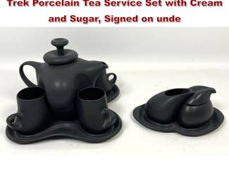 Lot 66 70s Peter Saenger Modernist Star Trek Porcelain Tea Service Set with Cream and Sugar, Signed on unde