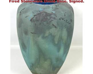 Lot 82 Williams Large Studio Pottery Raku Fired Stoneware Ovoid Vase. Signed. 