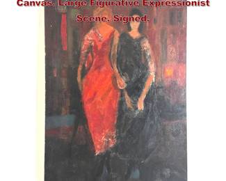 Lot 564 Large Norman Rubington Painting on Canvas. Large Figurative Expressionist Scene. Signed.