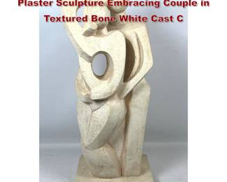 Lot 386 Pieri 1990 Large Abstract Modernist Plaster Sculpture Embracing Couple in Textured Bone White Cast C