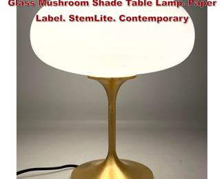 Lot 104 DESIGNLINE Gold Tone Metal Base Glass Mushroom Shade Table Lamp. Paper Label. StemLite. Contemporary
