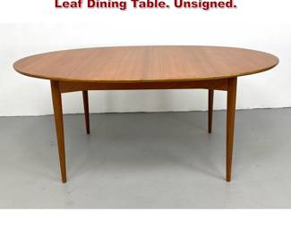 Lot 42 Danish Modern Teak Oval ButterflyLeaf Dining Table. Unsigned.