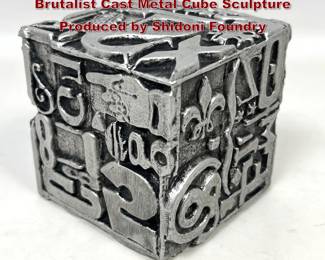 Lot 68 xxx Sheldon Rose Alphasculpt Brutalist Cast Metal Cube Sculpture Produced by Shidoni Foundry