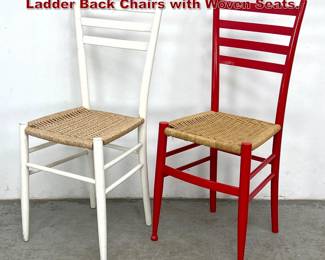 Lot 535 2 Vintage Italian Painted Wood Ladder Back Chairs with Woven Seats. 