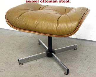 Lot 491 Plycraft bent plywood and leather swivel ottoman stool. 
