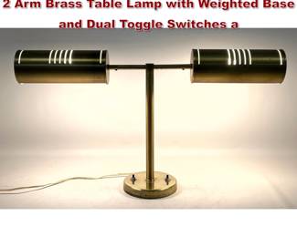 Lot 294 Mid Century Modern Nessen Lamps 2 Arm Brass Table Lamp with Weighted Base and Dual Toggle Switches a
