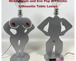Lot 325 Pair of LumiSource Silver Finished Metal Adam and Eve Pop Art Erotic Silhouette Table Lamps