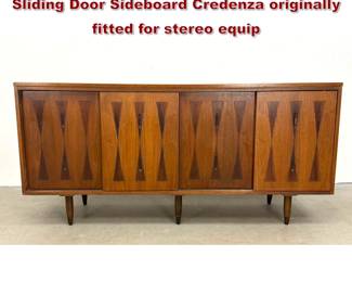 Lot 280 Stanley Mid Century Modern Walnut Sliding Door Sideboard Credenza originally fitted for stereo equip
