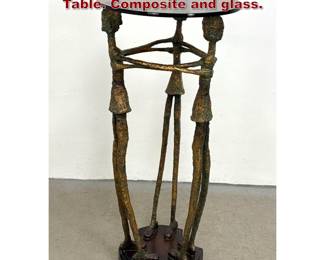Lot 18 Contemporary Modern Pedestal Fern Table. Composite and glass. 