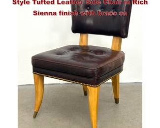 Lot 536 26 1 Henredon Mid Century Modern Style Tufted Leather Side Chair in Rich Sienna finish with brass sa