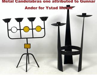 Lot 41 2pcs MidCentury Modern Brutalist Metal Candelabras one attributed to Gunnar Ander for Ystad Metall 