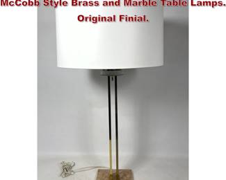 Lot 298 Gerald Thurston Lightolier Paul McCobb Style Brass and Marble Table Lamps. Original Finial.