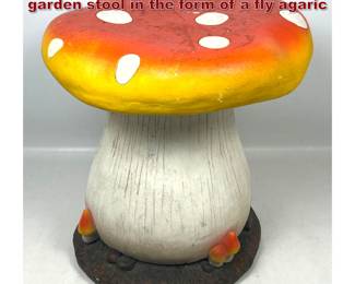 Lot 317 Large painted resin mushroom garden stool in the form of a fly agaric