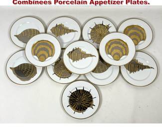 Lot 64 Set of 12 Fitz and Floyd Coquilles Combinees Porcelain Appetizer Plates.
