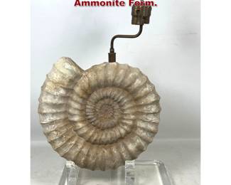 Lot 550 Cast Plaster and Lucite Table Lamp. Ammonite Form. 