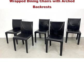 Lot 470 Set 5 Arper Italian Black Leather Wrapped Dining Chairs with Arched Backrests