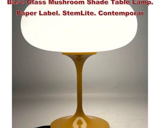 Lot 311 DESIGNLINE Mustard Enameled Base Glass Mushroom Shade Table Lamp. Paper Label. StemLite. Contemporar