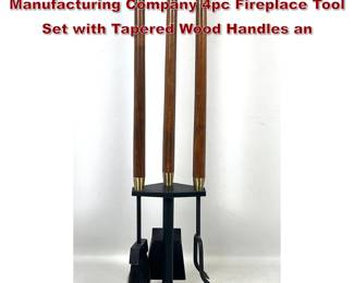 Lot 17 MidCentury Modern Seymour Manufacturing Company 4pc Fireplace Tool Set with Tapered Wood Handles an