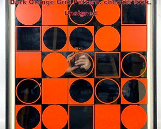 Lot 114 Geometric Silkscreen on Mirror 5x5 Dark Orange Grid Pattern, checker look. Unsigned