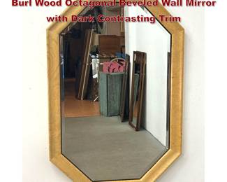 Lot 416 Henredon Scene Two Post Modern Burl Wood Octagonal Beveled Wall Mirror with Dark Contrasting Trim