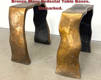 Lot 30 Pair Modernist Sculptural Cast Bronze Wavy Pedestal Table Bases. Unmarked. 