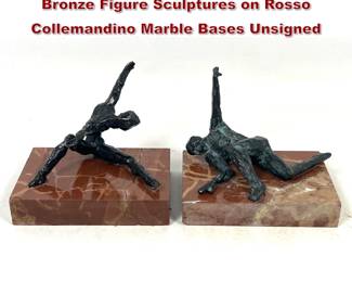 Lot 175 Pair of Modernist Abstract Cast Bronze Figure Sculptures on Rosso Collemandino Marble Bases Unsigned